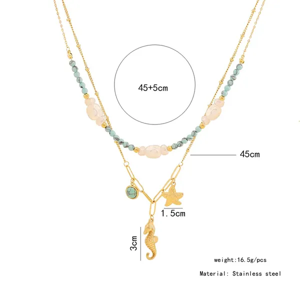 Gold_Hippocampus_Dual_Layer_Necklace_For_Women